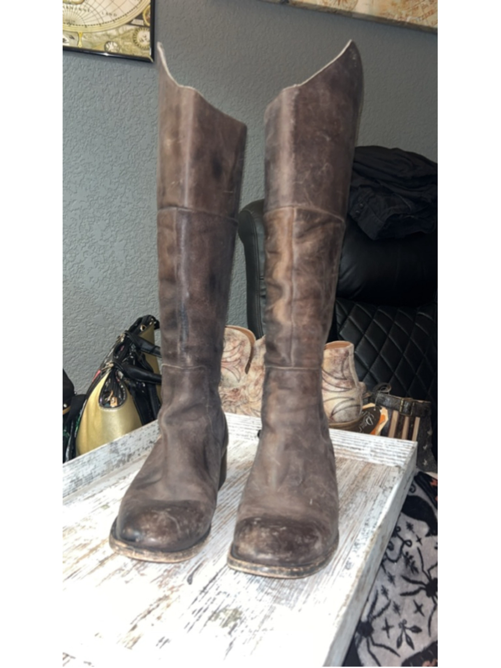 Women's Brown Leather zip up riding Boots Size 9